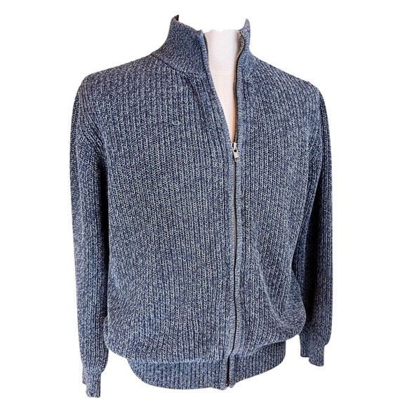 L.L. Bean Other - LL BEAN Blue Full Zip Sweater Cardigan Sz M Men's Jacket Marled Cotton  Casual